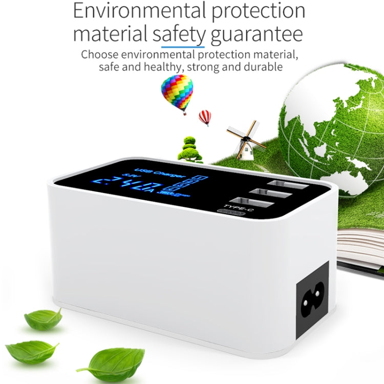 CDA30 20W 3 USB 포트 + USB-C / Type-C 포트 다기능 충전기 LED 디스플레이, US 플러그, US 플러그