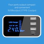 CDA30 20W 3 USB 포트 + USB-C / Type-C 포트 다기능 충전기 LED 디스플레이, US 플러그, US 플러그