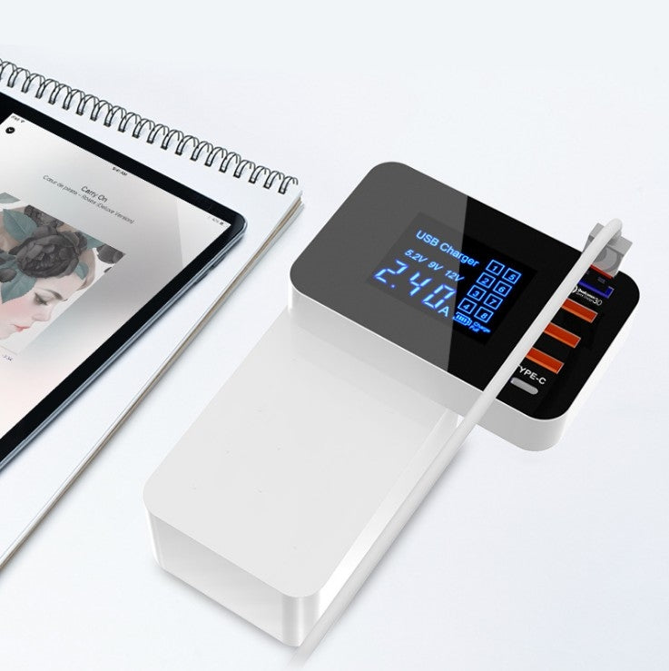 CDA33Q 40W QC 3.0 USB + 3 USB 포트 + USB-C / Type-C 포트 다기능 충전기 LED 디스플레이, UK 플러그, UK 플러그