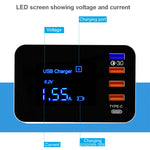 CDA33Q 40W QC 3.0 USB + 3 USB 포트 + USB-C / Type-C 포트 다기능 충전기 LED 디스플레이, UK 플러그, UK 플러그