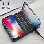 50W 6 USB 포트 + 2 USB-C / Type-C 포트 + 무선 충전 다기능 충전기 LED 디스플레이 및 분리형 베젤, US 플러그, US 플러그