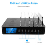 50W 6 USB 포트 + 2 USB-C / Type-C 포트 + 무선 충전 다기능 충전기 LED 디스플레이 및 분리형 베젤, EU 플러그, EU 플러그