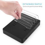50W 6 USB 포트 + 2 USB-C / Type-C 포트 + 무선 충전 다기능 충전기 LED 디스플레이 및 분리형 베젤, EU 플러그, EU 플러그