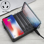 50W 6 USB 포트 + 2 USB-C / Type-C 포트 + 무선 충전 다기능 충전기 LED 디스플레이 및 분리형 베젤, AU 플러그, AU 플러그