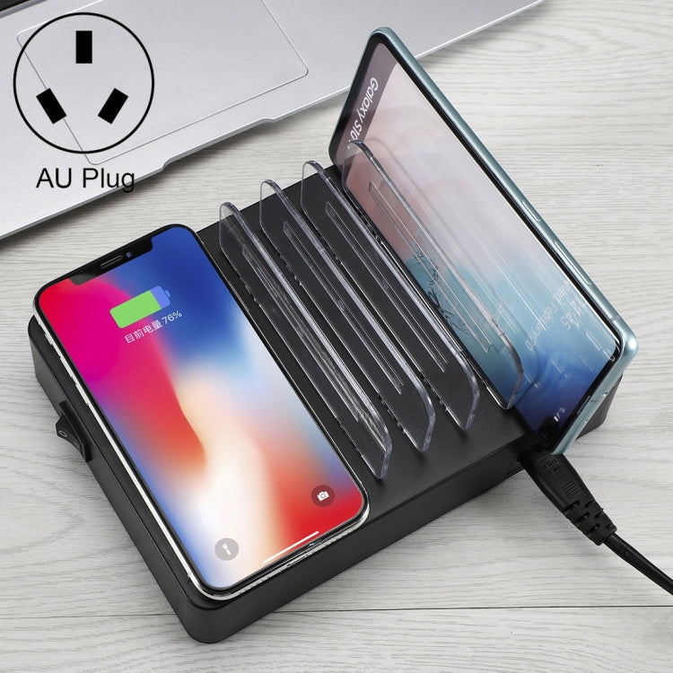 50W 6 USB 포트 + 2 USB-C / Type-C 포트 + 무선 충전 다기능 충전기 LED 디스플레이 및 분리형 베젤, AU 플러그, AU 플러그