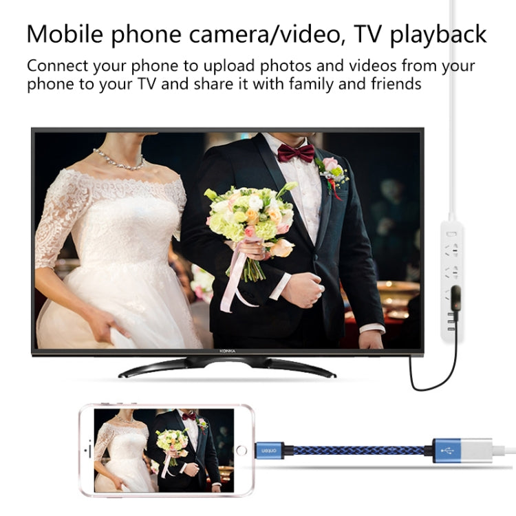 Onten 7562 USB 암컷 to HDMI 폰 to HDTV 어댑터 케이블 iPhone / 안드로이드용