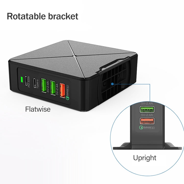 F88 3 x USB + 2 x USB-C / 타입-C 포트 QC3.0 데스크탑 충전기, F88