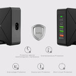 F88W 3 x USB + 2 x USB-C / 타입-C 포트 QC3.0 데스크탑 충전기 무선 충전 기능 포함, F88W