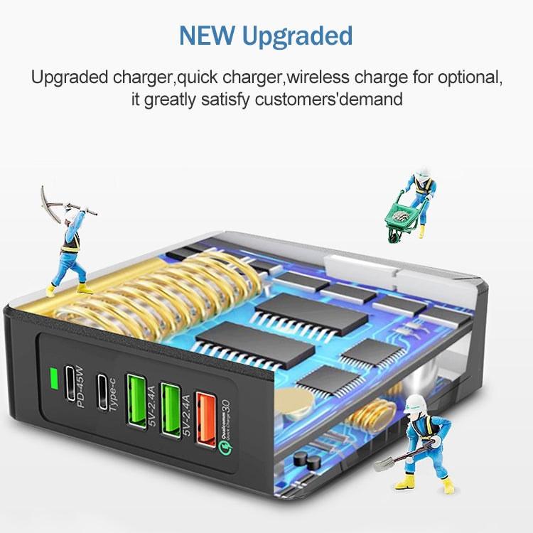 F88W 3 x USB + 2 x USB-C / 타입-C 포트 QC3.0 데스크탑 충전기 무선 충전 기능 포함, F88W
