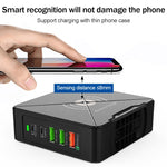 F88W 3 x USB + 2 x USB-C / 타입-C 포트 QC3.0 데스크탑 충전기 무선 충전 기능 포함, F88W