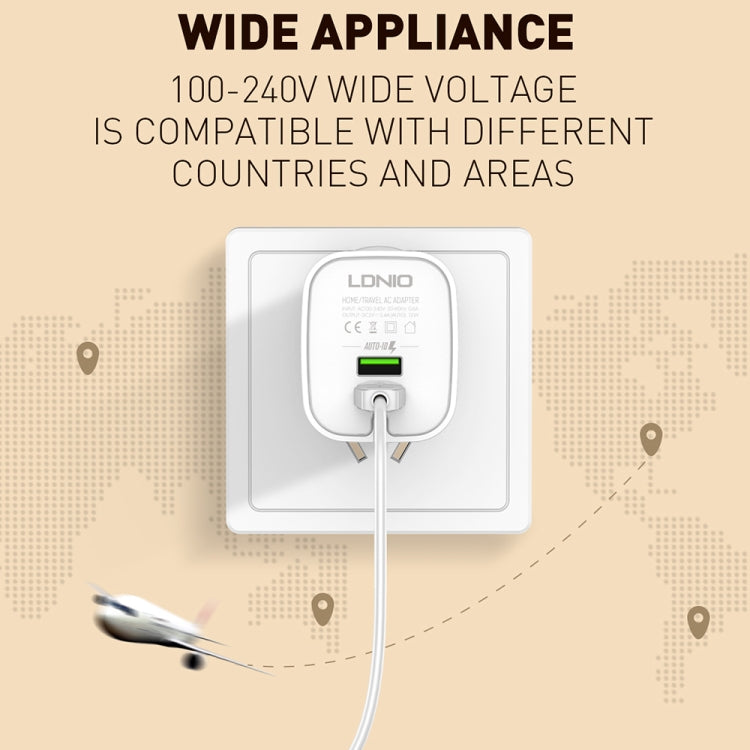 LDNIO A201 2.4A 듀얼 USB 충전 헤드 여행용 직충전 휴대폰 어댑터 충전기 마이크로 USB 데이터 케이블 포함, 마이크로 USB