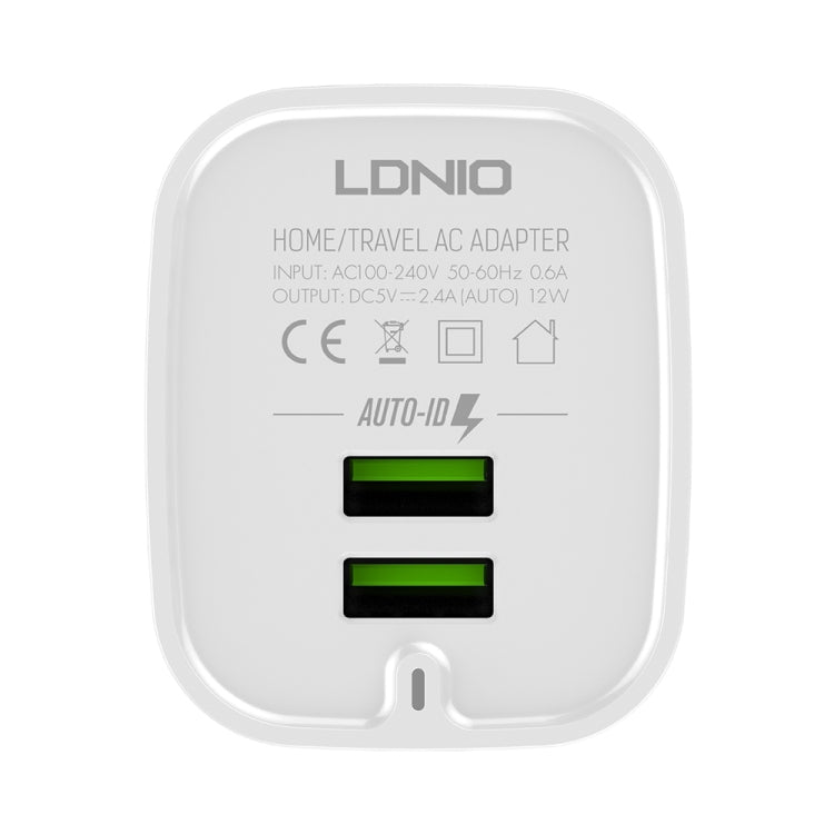 LDNIO A201 2.4A 듀얼 USB 충전 헤드 여행용 직충전 휴대폰 어댑터 충전기 마이크로 USB 데이터 케이블 포함, 마이크로 USB