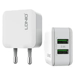 LDNIO A2201 2.4A 듀얼 USB 충전 헤드 여행용 직충전 휴대폰 어댑터 충전기 8핀 데이터 케이블 포함, 8핀