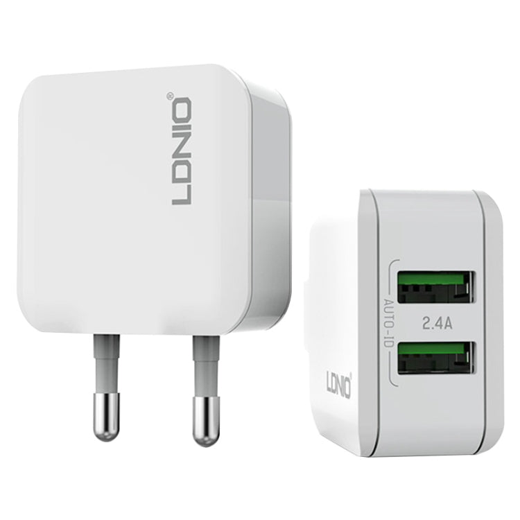LDNIO A2201 2.4A 듀얼 USB 충전 헤드 여행용 직충전 휴대폰 어댑터 충전기 8핀 데이터 케이블 포함, 8핀