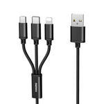 REMAX RC-131TH 1m 2.8A 3-in-1 USB to 8핀 & USB-C / 타입-C & 마이크로 USB 충전 케이블
