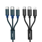 REMAX RC-131TH 1m 2.8A 3-in-1 USB to 8핀 & USB-C / 타입-C & 마이크로 USB 충전 케이블