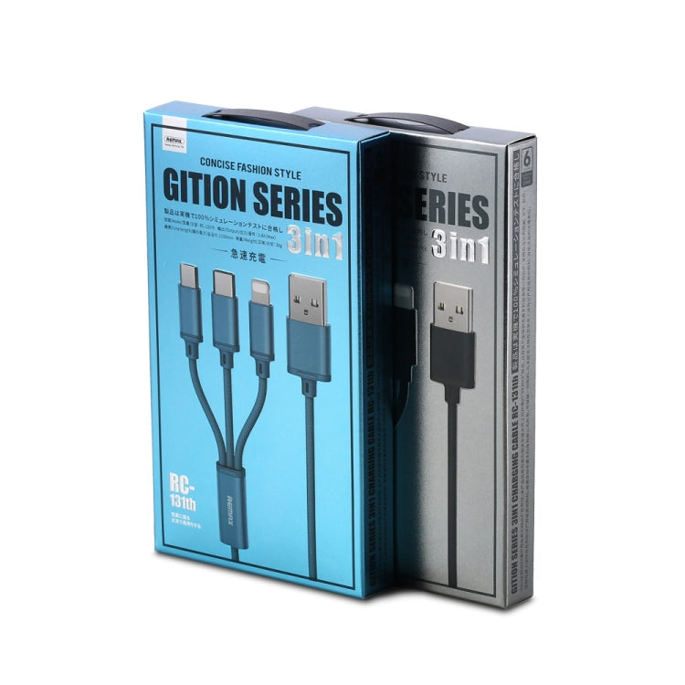 REMAX RC-131TH 1m 2.8A 3-in-1 USB to 8핀 & USB-C / 타입-C & 마이크로 USB 충전 케이블