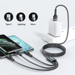REMAX RC-070TH 1.2m 2A 3-in-1 USB to 8핀 & USB-C / 타입-C & 마이크로 USB 충전 케이블