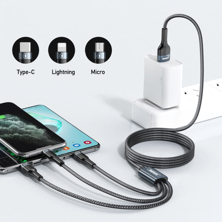 REMAX RC-070TH 1.2m 2A 3-in-1 USB to 8핀 & USB-C / 타입-C & 마이크로 USB 충전 케이블