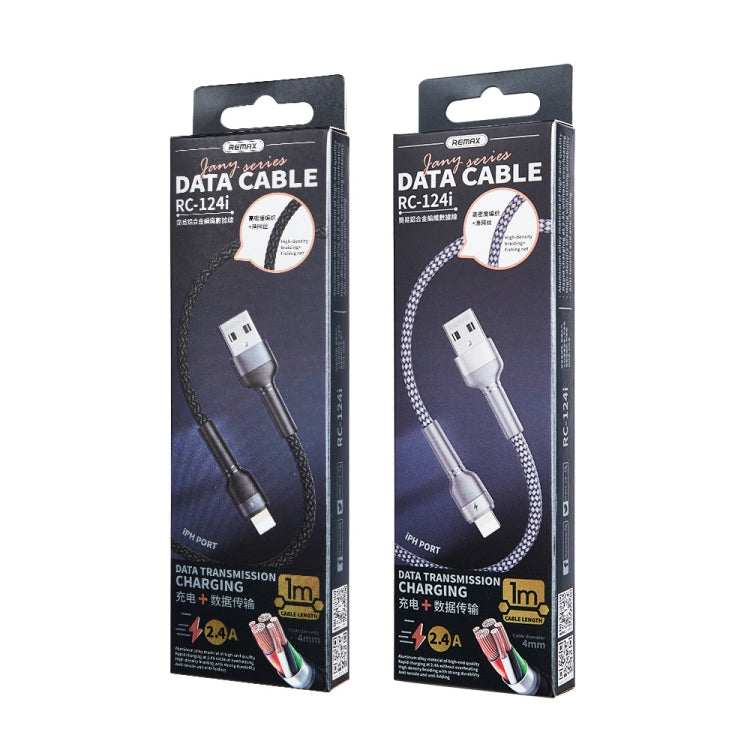 REMAX RC-124i 1m 2.4A USB to 8핀 알루미늄 합금 꼬임 빠른 충전 데이터 케이블 아이폰, 아이패드용, 8핀
