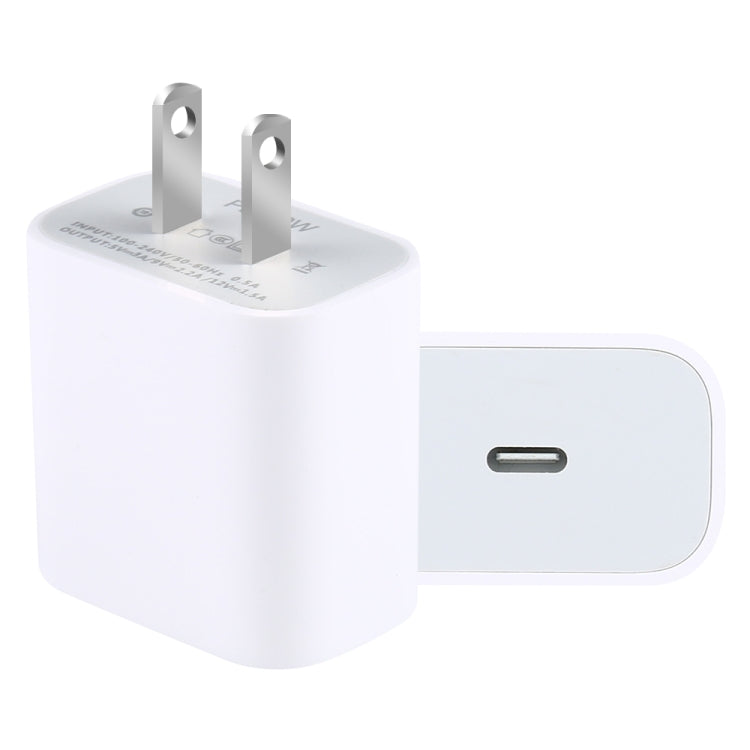 PD 20W 단일 USB-C / Type-C 인터페이스 여행용 충전기, US 플러그, 20W US 플러그