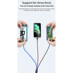 40W 5A USB to 마이크로 USB + USB-C / 타입-C + 8핀 빠른 충전 데이터 케이블, 케이블 길이: 1.2m, 1.2m