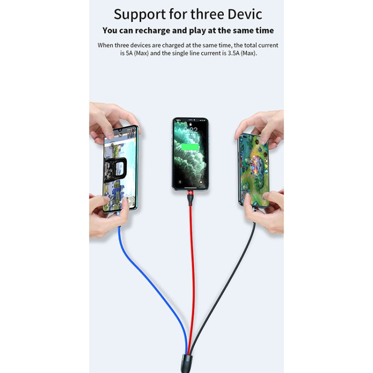 40W 5A USB to 마이크로 USB + USB-C / 타입-C + 8핀 빠른 충전 데이터 케이블, 케이블 길이: 1.2m, 1.2m