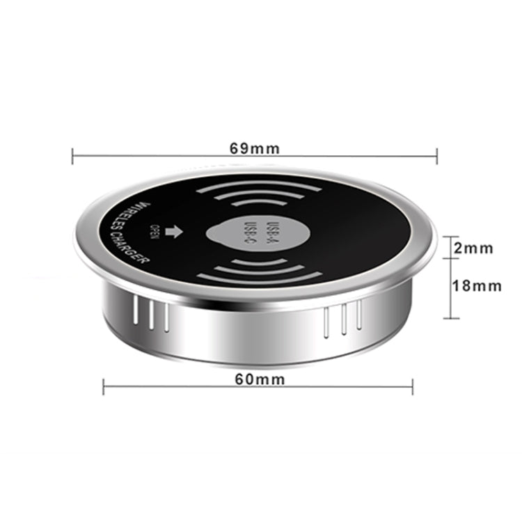 KP-ZMC 내장형 데스크탑 무선 충전기, PD+USB 인터페이스 케이블 길이: 1.2m