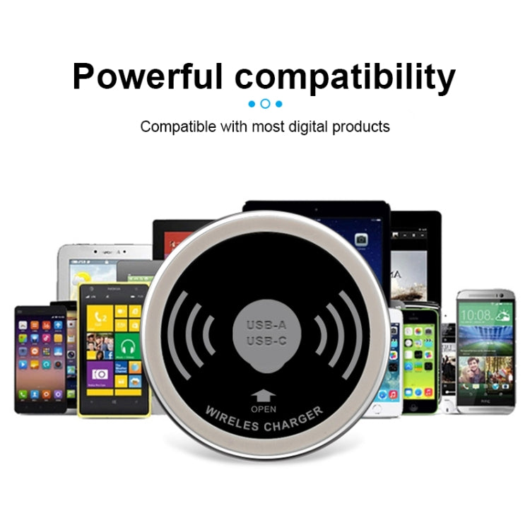 KP-ZMC 내장형 데스크탑 무선 충전기, PD+USB 인터페이스 케이블 길이: 1.2m