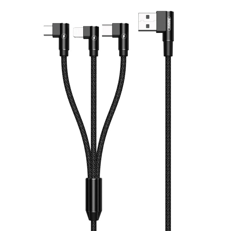 REMAX RC-167th 3 in 1 2.1A USB to 8핀 + USB-C / 타입-C + 마이크로 USB 범위 시리즈 엘보우 충전 케이블, 케이블 길이: 1m
