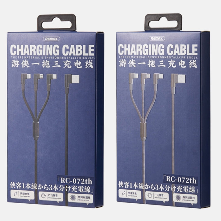 REMAX RC-167th 3 in 1 2.1A USB to 8핀 + USB-C / 타입-C + 마이크로 USB 범위 시리즈 엘보우 충전 케이블, 케이블 길이: 1m