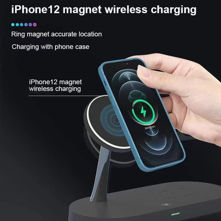 T268 5-in-1 15W 다기능 자석 무선 충전기 iPhone 12 시리즈 & 애플 워치 & AirPods 1 / 2 / Pro용, LED 라이트 포함