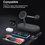 T268 5-in-1 15W 다기능 자석 무선 충전기 iPhone 12 시리즈 & 애플 워치 & AirPods 1 / 2 / Pro용, LED 라이트 포함