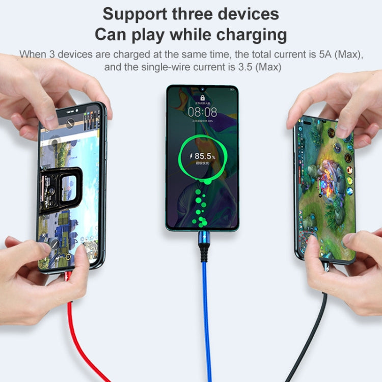 K061 1.2m 5A 3 in 1 USB to 8핀 + USB-C / 타입-C + 마이크로 USB 라운드 빠른 충전 데이터 케이블