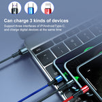 K061 1.2m 5A 3 in 1 USB to 8핀 + USB-C / 타입-C + 마이크로 USB 라운드 빠른 충전 데이터 케이블