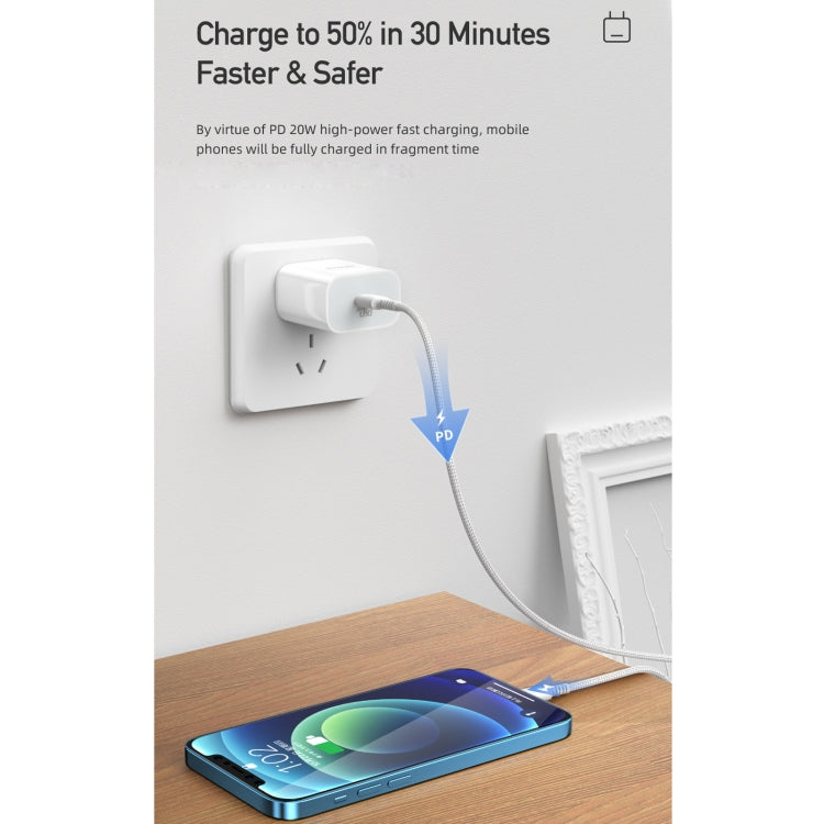awei PD5 PD 20W 고속 충전 여행용 충전기 전원 어댑터 타입-C / USB-C to 8핀 케이블 포함, 미국 플러그