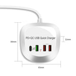 WLX-T3P 4 in 1 PD + QC 다기능 스마트 고속 충전 USB 충전기, WLX-T3P AU 플러그, WLX-T3P EU 플러그, WLX-T3P UK 플러그, WLX-T3P US 플러그
