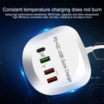 WLX-T3P 4 in 1 PD + QC 다기능 스마트 고속 충전 USB 충전기, WLX-T3P AU 플러그, WLX-T3P EU 플러그, WLX-T3P UK 플러그, WLX-T3P US 플러그