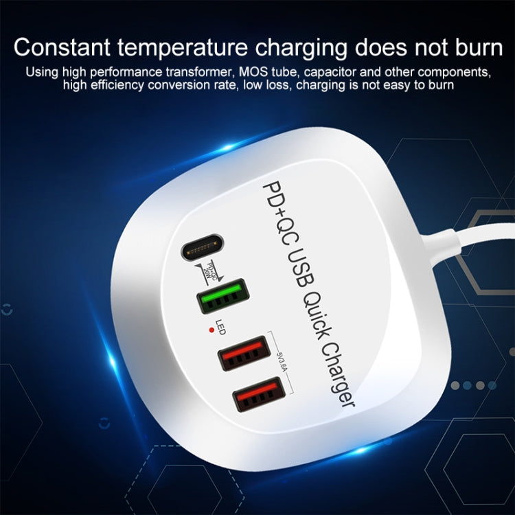 WLX-T3P 4 in 1 PD + QC 다기능 스마트 고속 충전 USB 충전기, WLX-T3P AU 플러그, WLX-T3P EU 플러그, WLX-T3P UK 플러그, WLX-T3P US 플러그