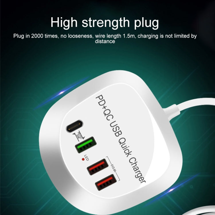 WLX-T3P 4 in 1 PD + QC 다기능 스마트 고속 충전 USB 충전기, WLX-T3P AU 플러그, WLX-T3P EU 플러그, WLX-T3P UK 플러그, WLX-T3P US 플러그