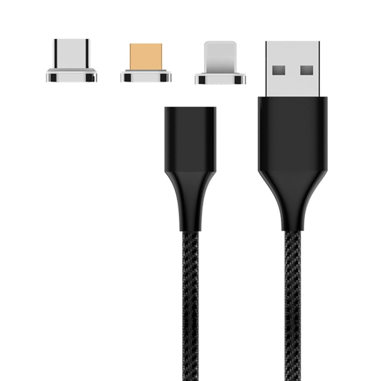 M11 3-in-1 3A USB to 8핀 + 마이크로 USB + USB-C / 타입-C 나일론 꼬임 자석 데이터 케이블, 케이블 길이: 1m, 8핀 + 마이크로 USB + USB-C / 타입-C