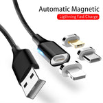 M11 3-in-1 5A USB to 8핀 + 마이크로 USB + USB-C / 타입-C 나일론 꼬임 자석 데이터 케이블, 케이블 길이: 2m, 8핀 + 마이크로 USB + USB-C / 타입-C