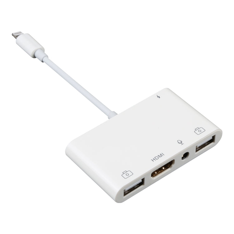 4 in 1 8핀 to 듀얼 USB + 3.5mm AUX + HDMI OTG 오디오 디지털 AV 어댑터