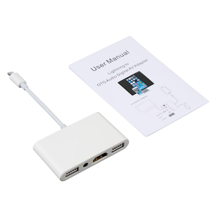 4 in 1 8핀 to 듀얼 USB + 3.5mm AUX + HDMI OTG 오디오 디지털 AV 어댑터