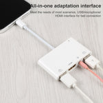 4 in 1 8핀 to 듀얼 USB + 3.5mm AUX + HDMI OTG 오디오 디지털 AV 어댑터
