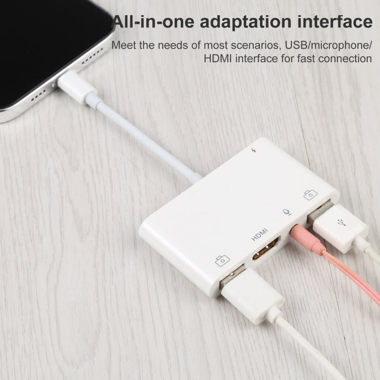4 in 1 8핀 to 듀얼 USB + 3.5mm AUX + HDMI OTG 오디오 디지털 AV 어댑터