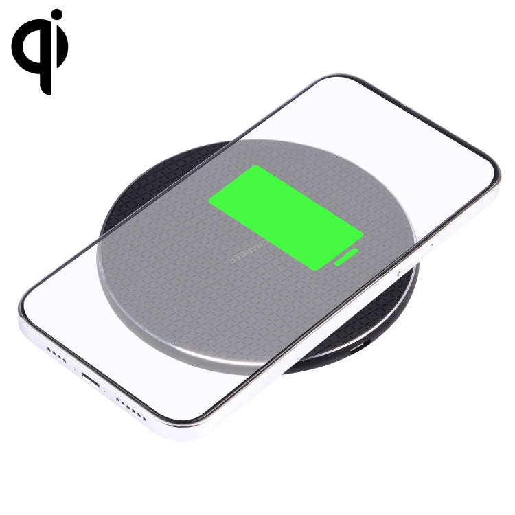 10W QI 격자 무늬 원형 금속 무선 충전기, 10W 금속