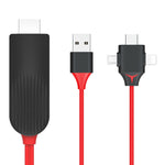 MiraScreen L7-8 3-in-1 8핀 + 마이크로 USB + USB-C / 타입-C to HDMI 비디오 변환 케이블, 케이블 길이: 2m, 3-in-1 HDMI