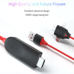 MiraScreen L7-8 3-in-1 8핀 + 마이크로 USB + USB-C / 타입-C to HDMI 비디오 변환 케이블, 케이블 길이: 2m, 3-in-1 HDMI