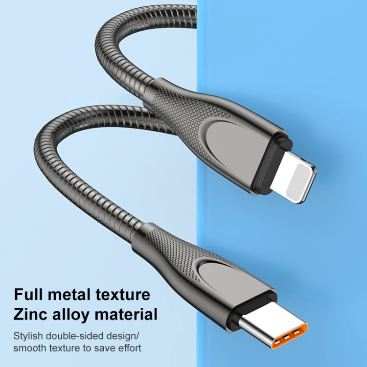 ADC-009 USB-C / Type-C to 8핀 아연 합금 호스 고속 충전 데이터 케이블, 케이블 길이: 1m, USB-C / Type-C to 8핀